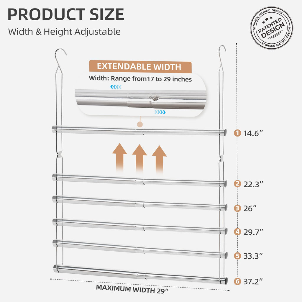 Hanging Closet Rod, Adjustable Width and Height Closet Hanging Organizer, Space-Saving Clothes Hanging Bar, Closet