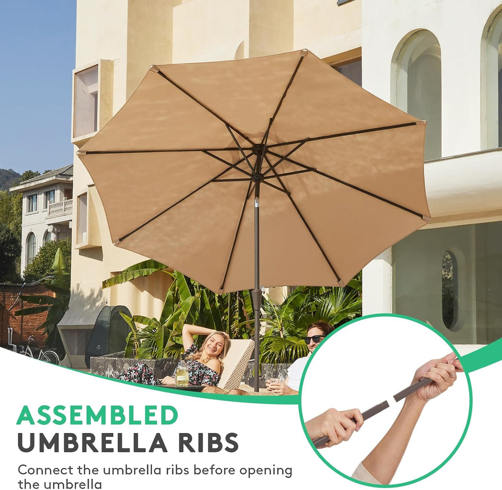 10FT Outdoor Patio Umbrella Outdoor Table Umbrella with Push Button Tilt and Crank - Beige