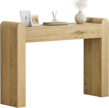 Arc Entryway Table, 47 Inch Curved Console Table | Rounded edges and fluted texture soften narrow spaces; 11.8"D