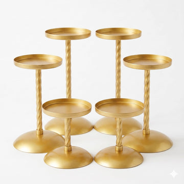 Gold Metal Candle Holders for Pillar Candles Set of 6, Decorative Metal Candle Stands Pillar Holder Decor Centerpiece
