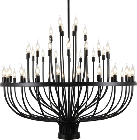 Large Black Chandelier 48 Light for High Ceilings, Big Farmhouse Wagon Wheel Chandelier for Dining Room 3-Tier 47.2 in for Hallway, Living Room, Foyer A109-B0CTH9YR5V