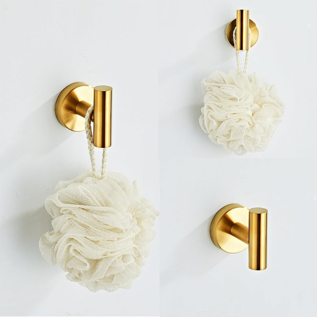 Brushed Gold Bathroom Hardware Set 5 Piece with Towel Racks , SUS304 Stainless Steel Bath Towel Bar Set, 24 Inch Wall