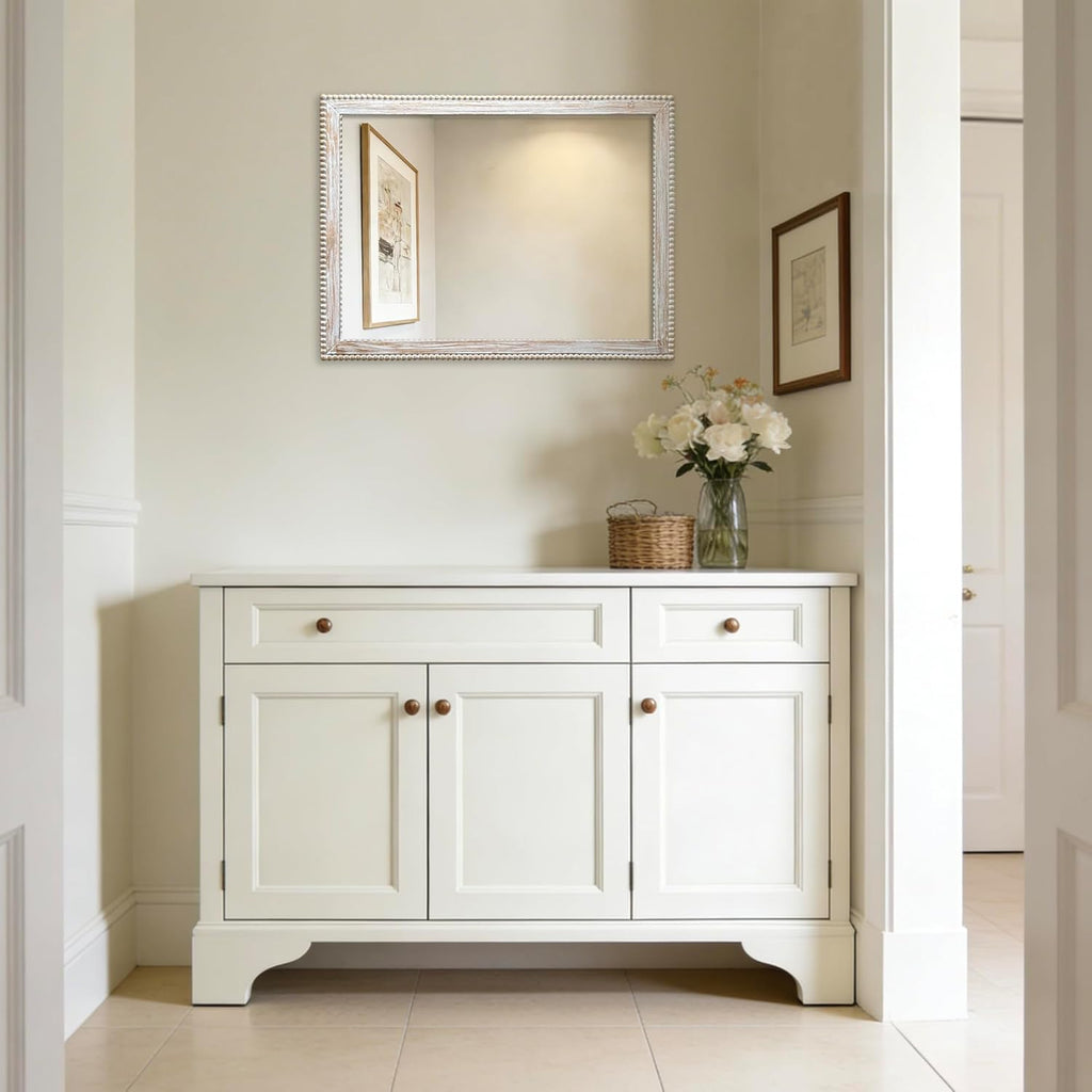 24x32 Inch Rectangular Wood Wall Mirror Rustic Farmhouse Decorative Mirrors with Wooden Frame Bedroom Bathroom