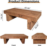 Solid Wood Coffee Table 47.6-Inch Rectangular Coffee Table,Farmhouse Cocktail Center Tables with Thicken Top and