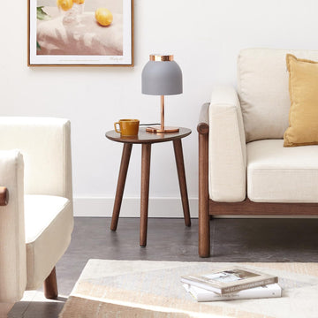 Small Oval Coffee Table, 19.7'' Small Mid Century Modern End Table, 100% Solid Oak Wood Side Table, Minimalist
