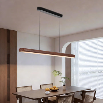 47 Inch Wood Grain Linear Pendant Light Kitchen Island Chandelier