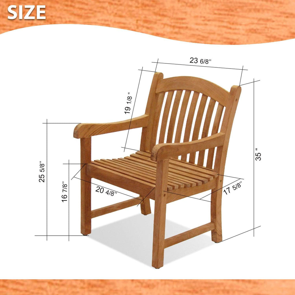 Geneve 5-Piece Patio Rectangular Dining Table Set | Certified Teak | Ideal for Outdoors and Indoors