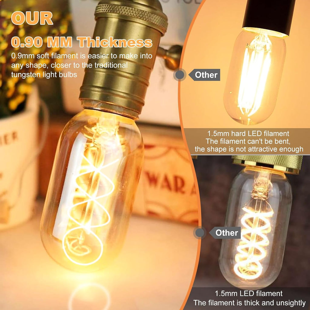 E26 LED Bulb 4W Equivalent 40 watt,Vintage Edison Bulbs,Warm White 2200K Amber E26 Edison Bulb dimmable,Tubular T14