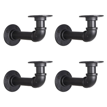 Industrial L Pipe Shelf Brackets for 10-20 in Depth Wood,9.4In 4 Pack
