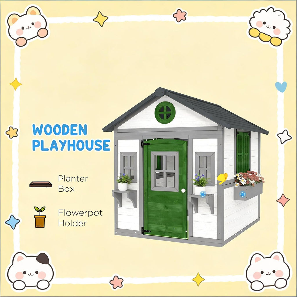 Outdoor Kids Cottage,Wooden Playhouse