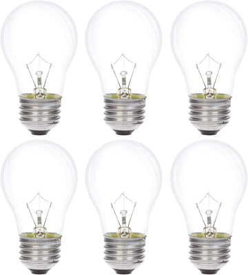 Incandescent Appliance Light Bulb A15 40W E26 2700K, 6 Pack