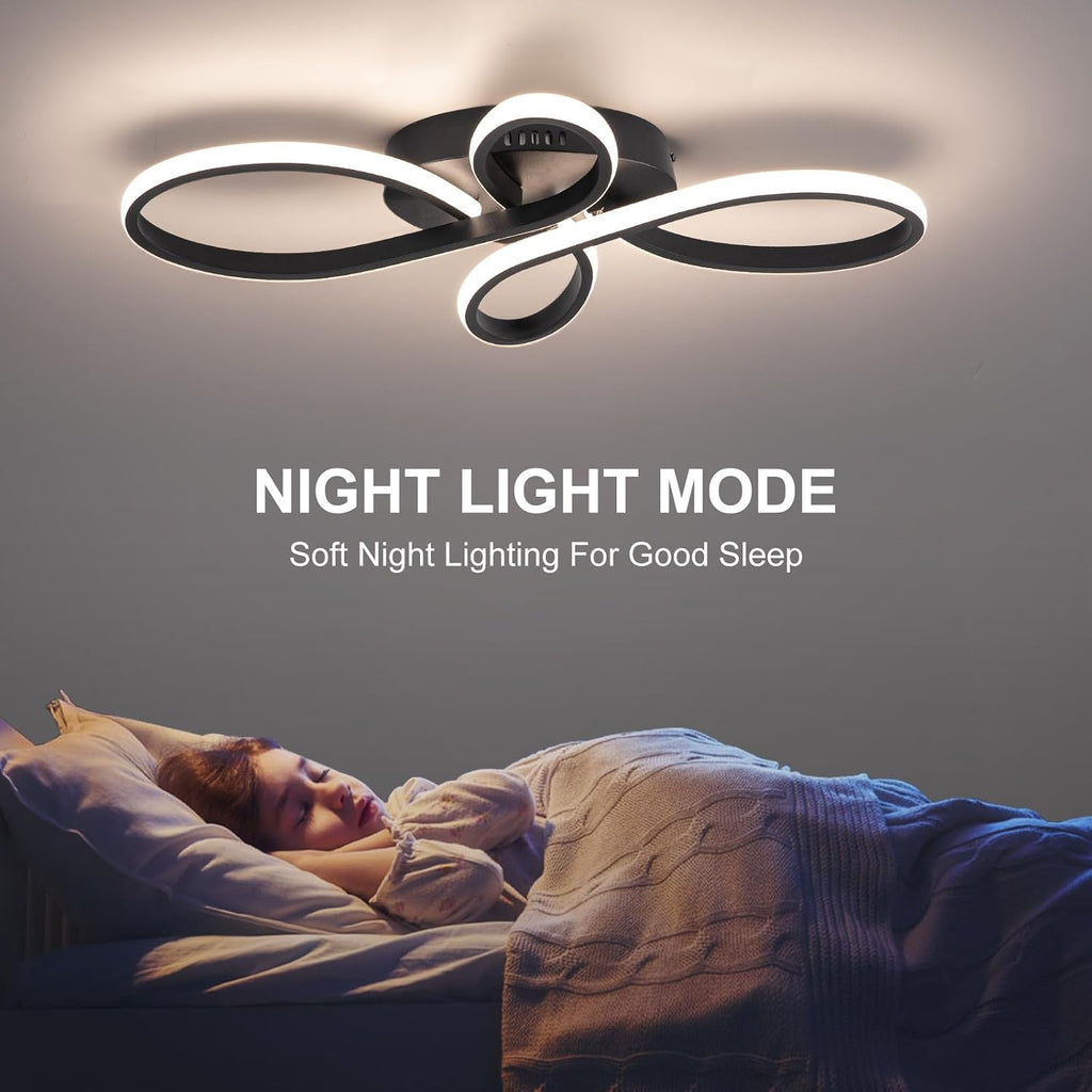 Modern LED Ceiling Light, Hallway Light Black Close to Ceiling Light Bedroom Balcony Bathroom Room (23.62Inch)