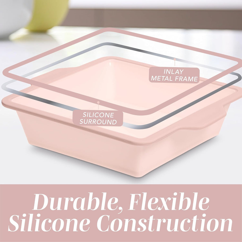 17 Pc. Silicone Pan Set - Non-Stick & Easy Clean Silicone Muffin Pans for with Sturdy Metal Frame for Stability