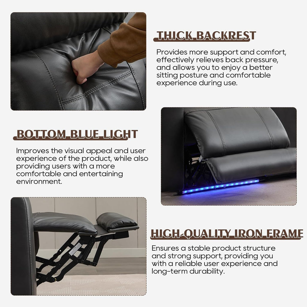 Power Reclining Sofa with Adjustable Headrest