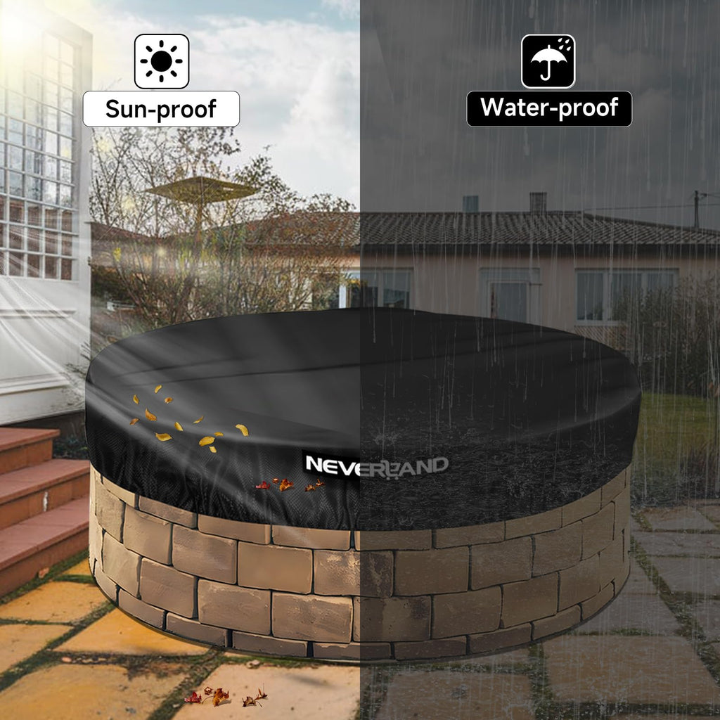 Fire Pit Cover Round, 46-51" Outdoor firepit cover for In-Ground Fire Pits