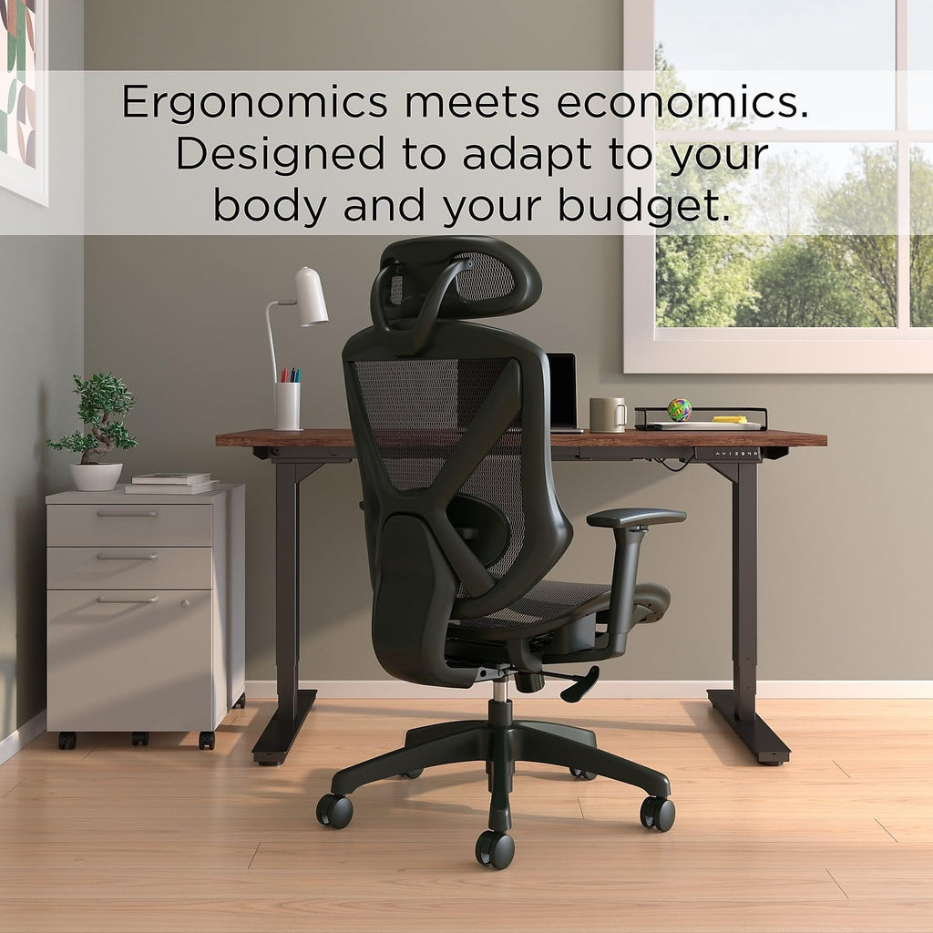 Ergonomic Task Chair, Mesh, Ergonomic, Lumbar Support, Adjustable Height, Black