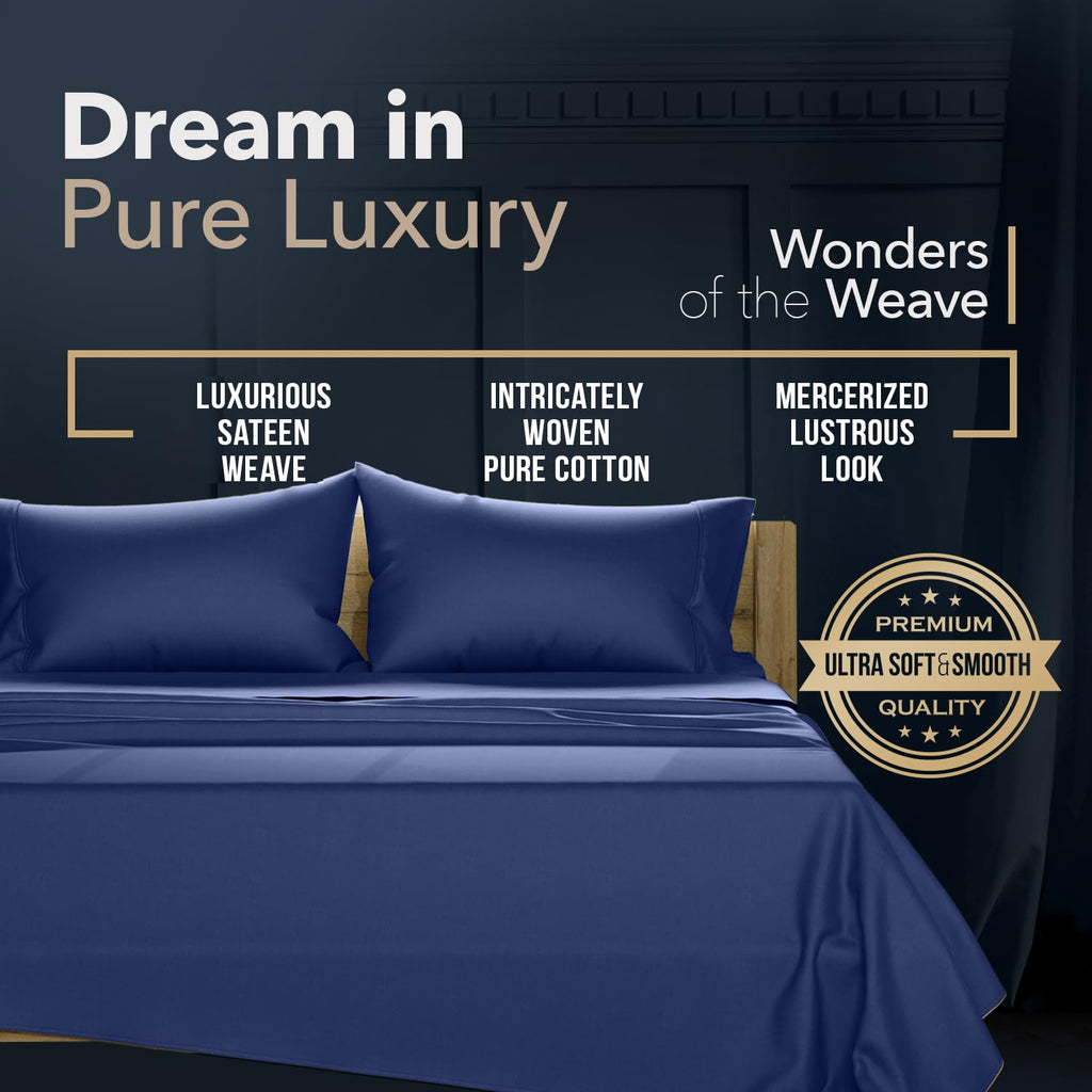 1500 Series Egyptian Cotton Sheets King Size, Navy Blue