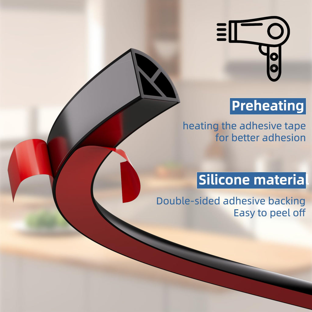 472"Flexible Quarter Round Molding Bendable Peel and Stick Trim,Black