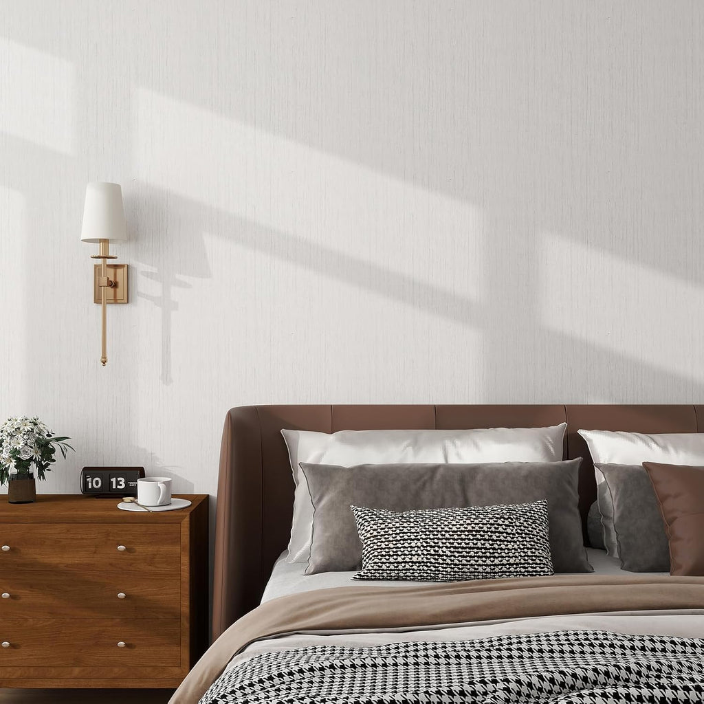 Grasscloth Textured Wallpaper Peel and Stick 24inX393in Fabric Wall Paper Upgraded Peel and Stick Vinyl Contact Paper