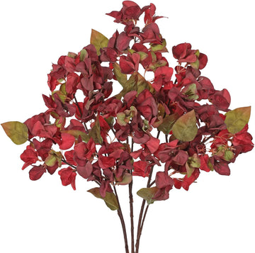 Bougainvillea Artificial Flowers 5 Pack 27.5" Fake Bougainvillea Floral Stems Realistic Silk Bougainvillea - Set of 5