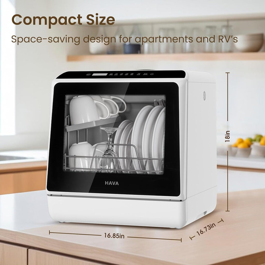 Countertop Dishwasher, 6 Programs Portable Dishwashers with 5L Built-in Water Tank, No Hookup Needed