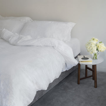 White Linen Euro Shams (Pair) Pillow Size 26x26 with Flange European Luxury Quality French Flax Woven in Italy