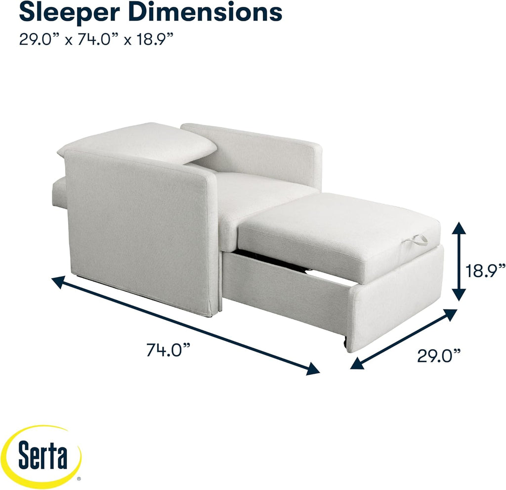 Bondi 36" Convertible Sleeper Chair, Cot-Size, Modern Farmhouse, Dream Coil Comfort, Fingerguard Pinch Point