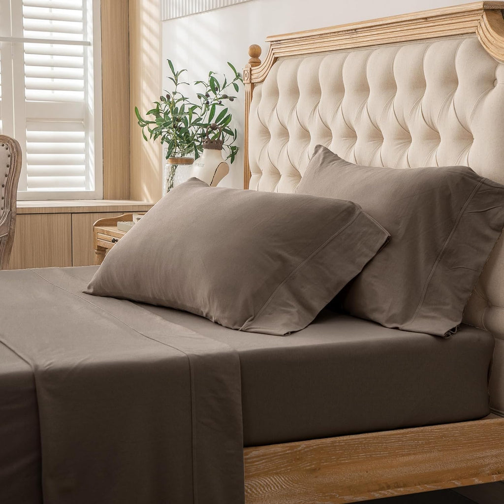 Jersey Knit Sheet Set Solid Brown King