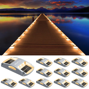 Solar Driveway Lights 12 Pack, Outdoor Deck Dock Marine Waterproof