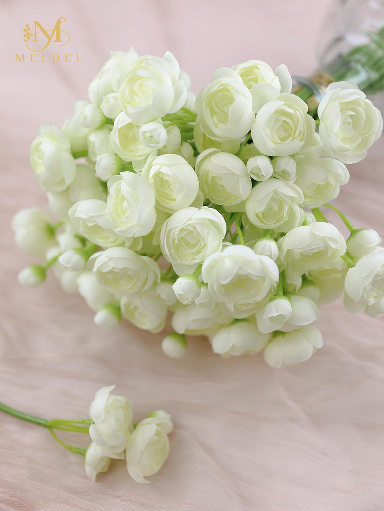 32Pcs Ivory White Ranunculus Artificial Flowers for DIY Home Wedding
