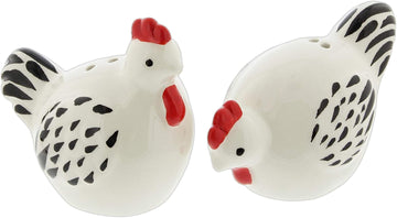 Cute Ceramic Farmhouse Salt & Pepper Shaker Set- Farm Chickens (Chickens) - Set of 2