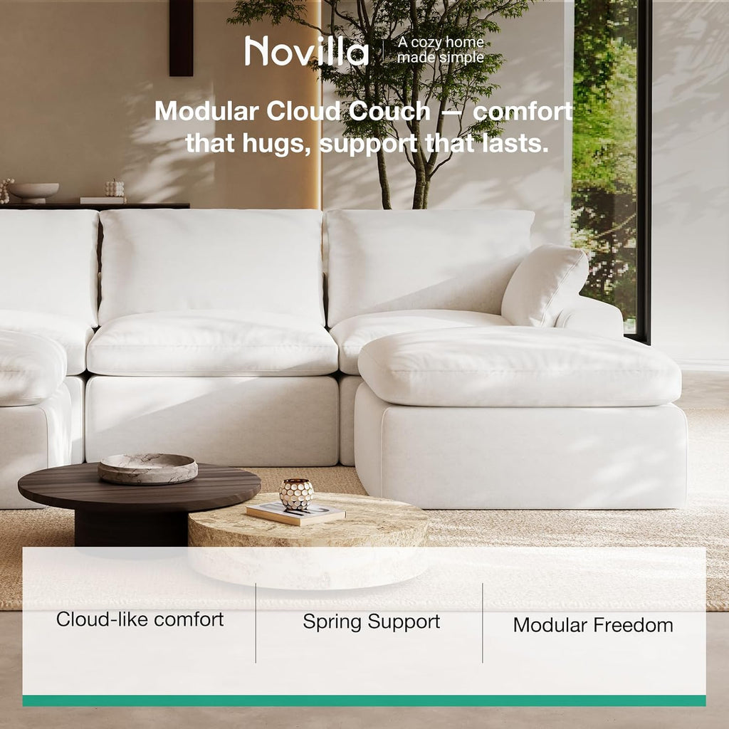 104.3" Modular Cloud Couch, Modern Sectional Sofa with Smarts Coil Support, Chenille Fabric, Upholstered Couch