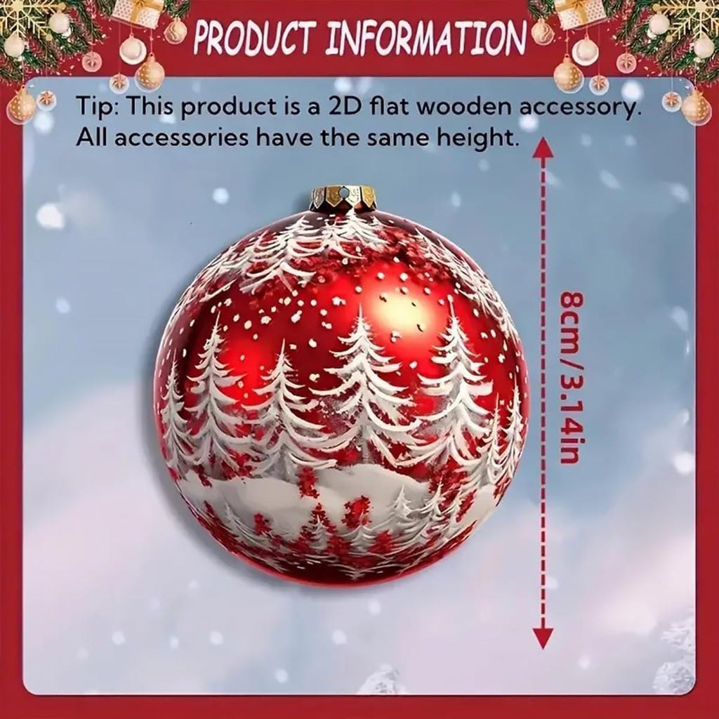 Christmas Wooden Ornaments Santa Gift Ball Tree Decorations Xmas Trees Snowflake Design Ornament for Tree Cute - Set of 12