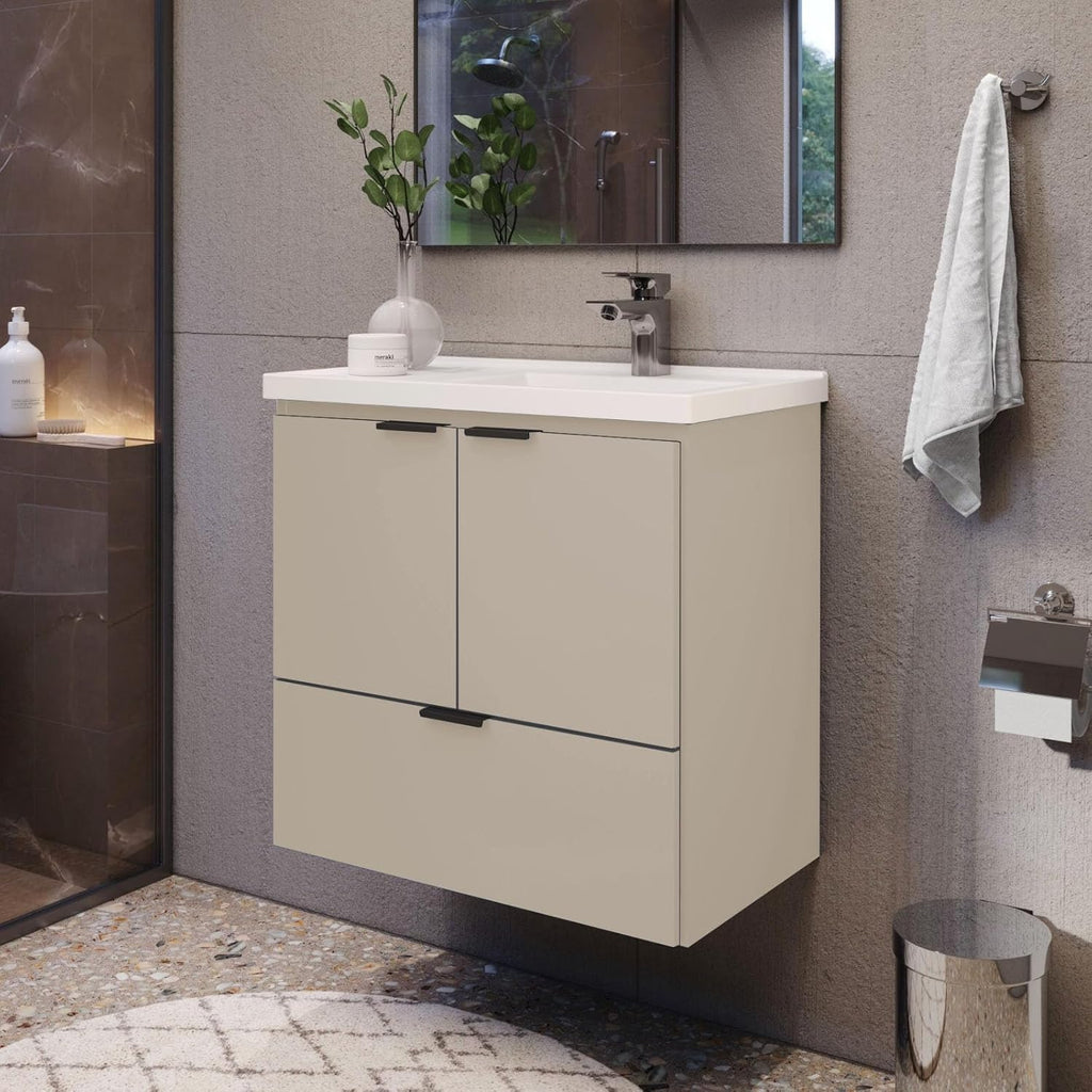 Vanity Soul 24" Floating Bathroom Vanity and Cultured Marble Sink with Soft Close Door