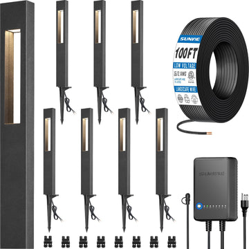 All-In-One LED Low Voltage Landscape Lighting Kit, 8-Pack Pathway Lights with Transformer and 16/2 AWG Wire