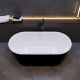 Chand 59 in. Acrylic Flatbottom Freestanding Bathtub in Black/White, FT-AZ098-59BK
