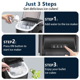 Countertop Ice Maker Portable Ice Machine with Handle,Self-Cleaning Ice Makers, 26Lbs/24H, 9 Ice Cubes Ready in 6
