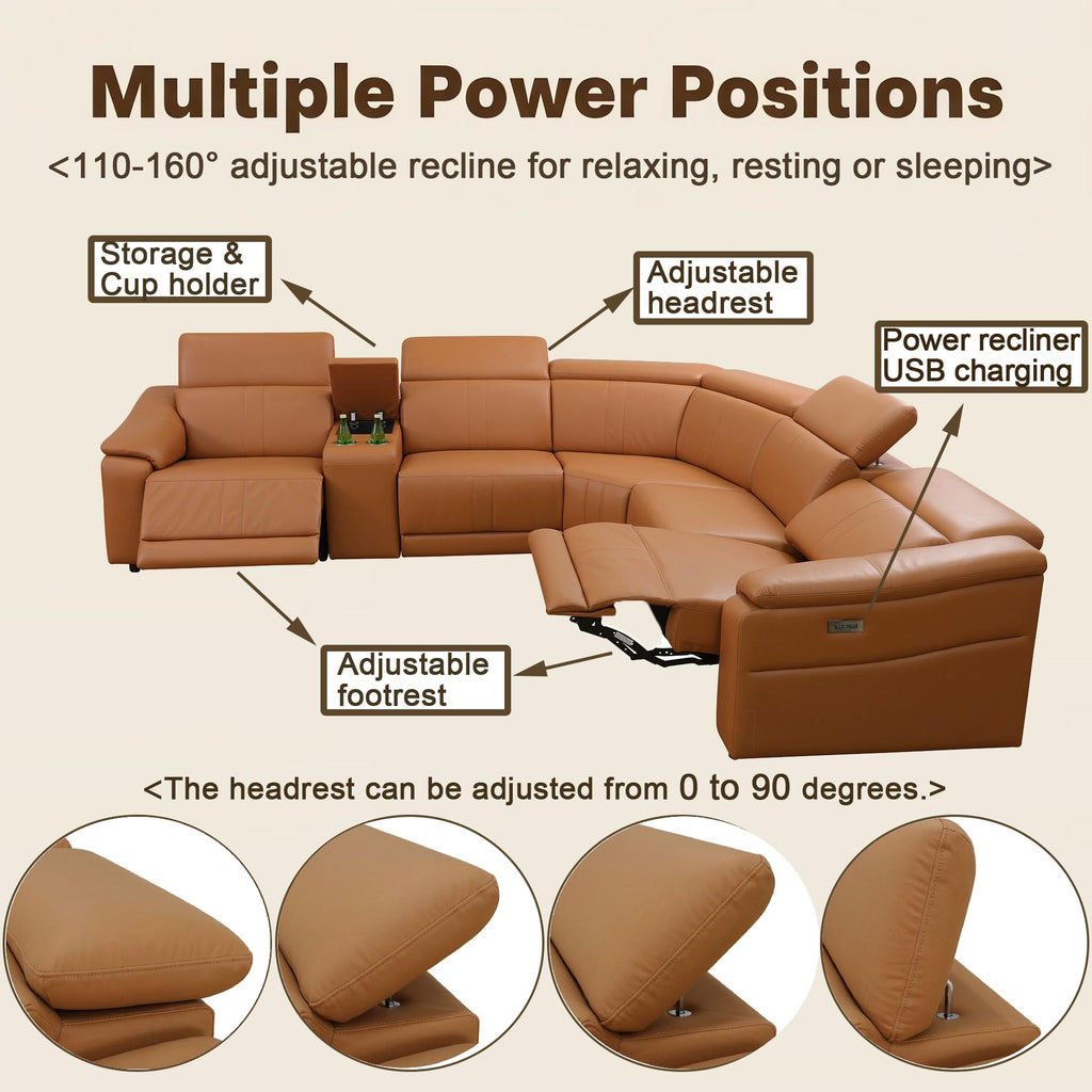 Leather Power Recliner Sofa Set, Reclining Sectional Couch