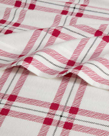 Flannel Christmas Sheets - 100% Cotton Flannel Sheet Set - Cranberry Plaid
