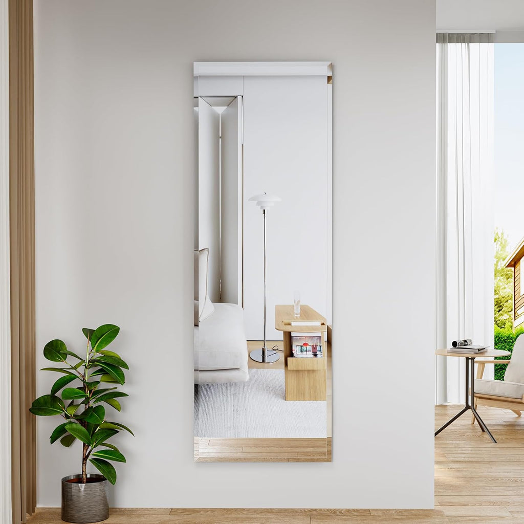 51"x16" Frameless Full Length Wall Mirrors,Rectangular Mirror Full Length Wall Mounted,Tall Full Body Mirrors with Beveled,Suitable for Living Rooms and Bedrooms