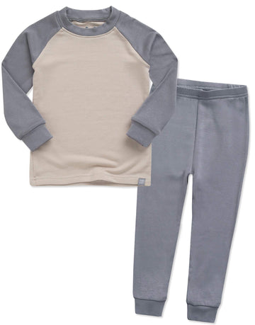Kids Toddler Long Sleeve Modal Sleepwear Pjs 2pcs Set Modalraglan Gray&Beige XS