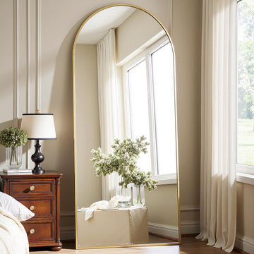 Arched Full Length Mirror, 57"X20" Large Full Body Mirror, Gold