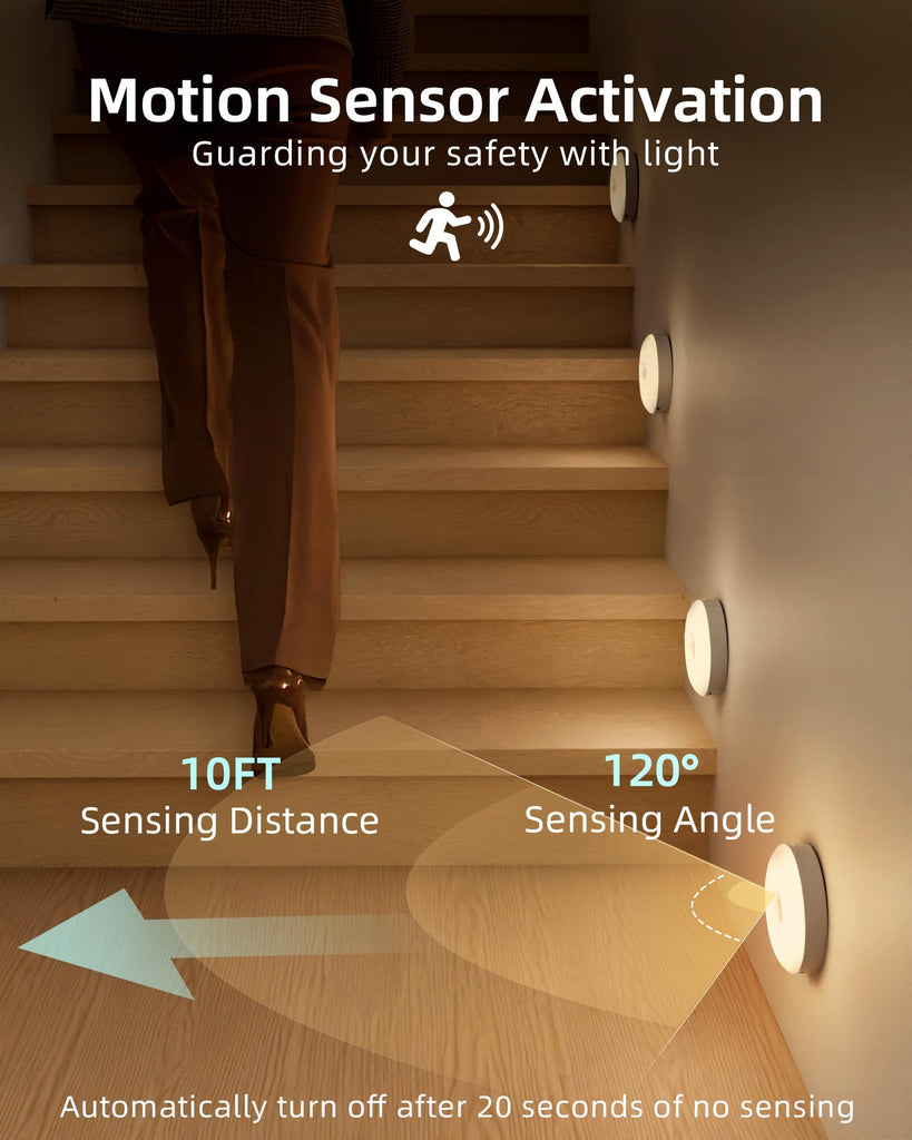 RGB Under Cabinet Puck Lights with Remote, Motion Sensor Lights