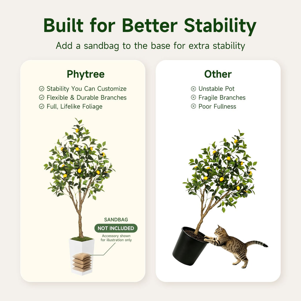 6FT Artificial Lemon Tree with White Tall Planter