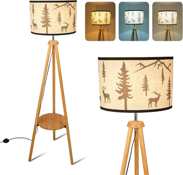 Tripod Floor Lamps Tall Standing Lamp Modern Floor Lamp with Fabric Shades,Dimmable Floor Lamp Indus