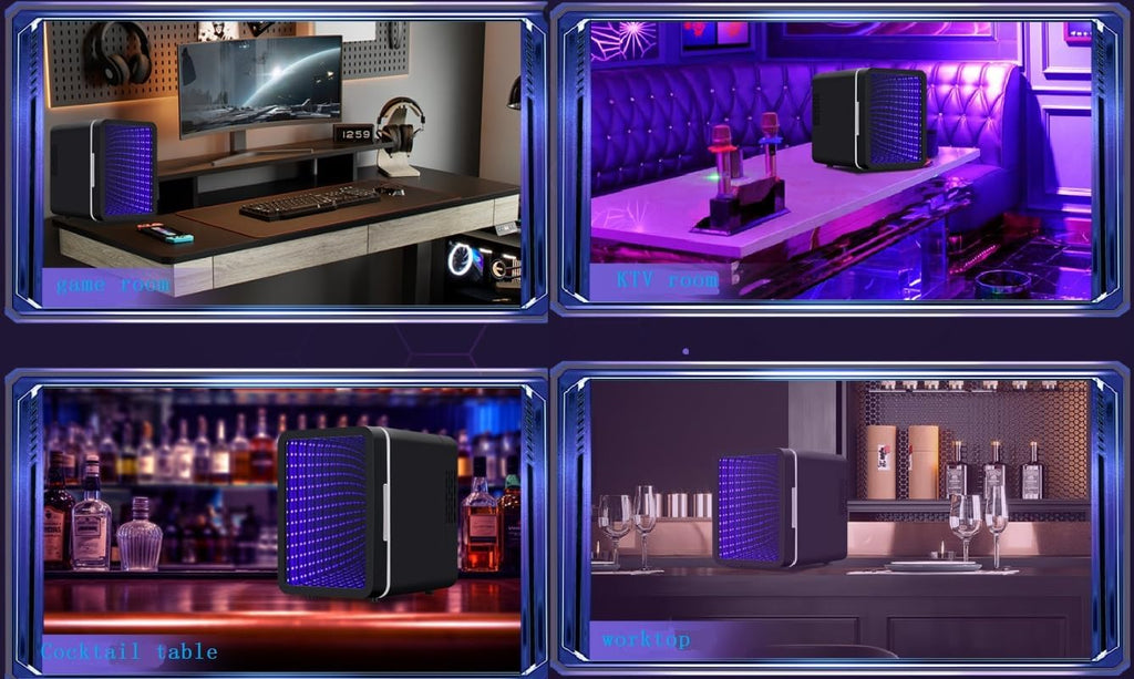Mini Fridge, 6 Cans Small Refrigerator with Dimmable LED Light & Mirror Door, Portable Thermoelectric Cooler/Warmer