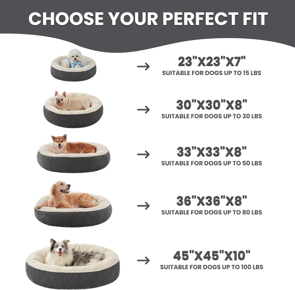 36 inches Donut Dog Bed for Large Dogs - Calming Round Pet Bed with Removable&Washable Cover