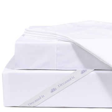 DreamCool 100% Egyptian Cotton Cooling Bed Sheet Set with Elastic Corner Straps 400 Thread Count Extra Deep Pocket
