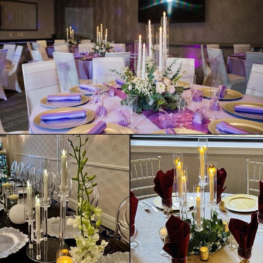2PCS Acrylic Candelabra Centerpiece for Table,5 Arm Clear Candle Stick Holders Wedding Centerpiece Standsle