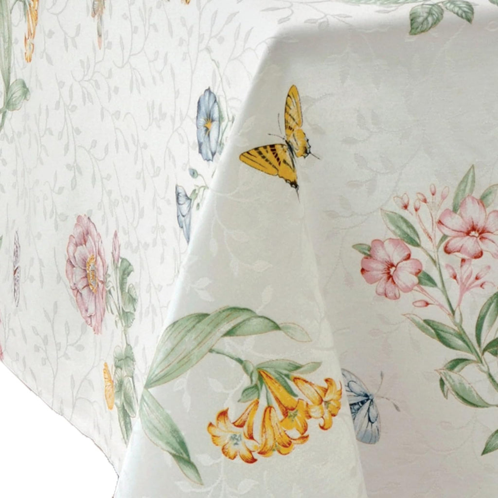 Butterfly Meadow Damask Tablecloth, Multicolor, 60" W x 120" L